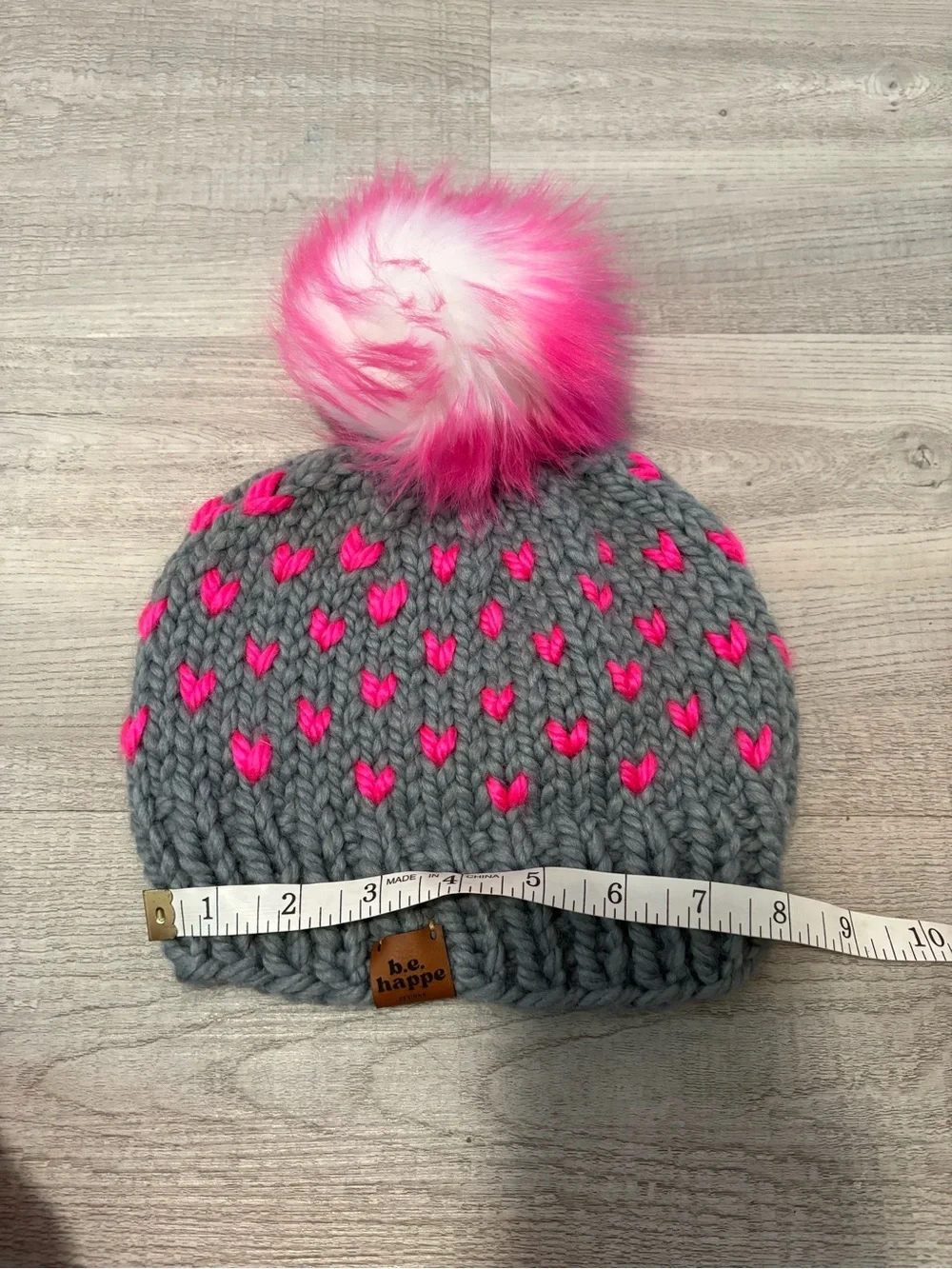 b.e. happe Hand Knit Hot Pink Pom Pom Beanie